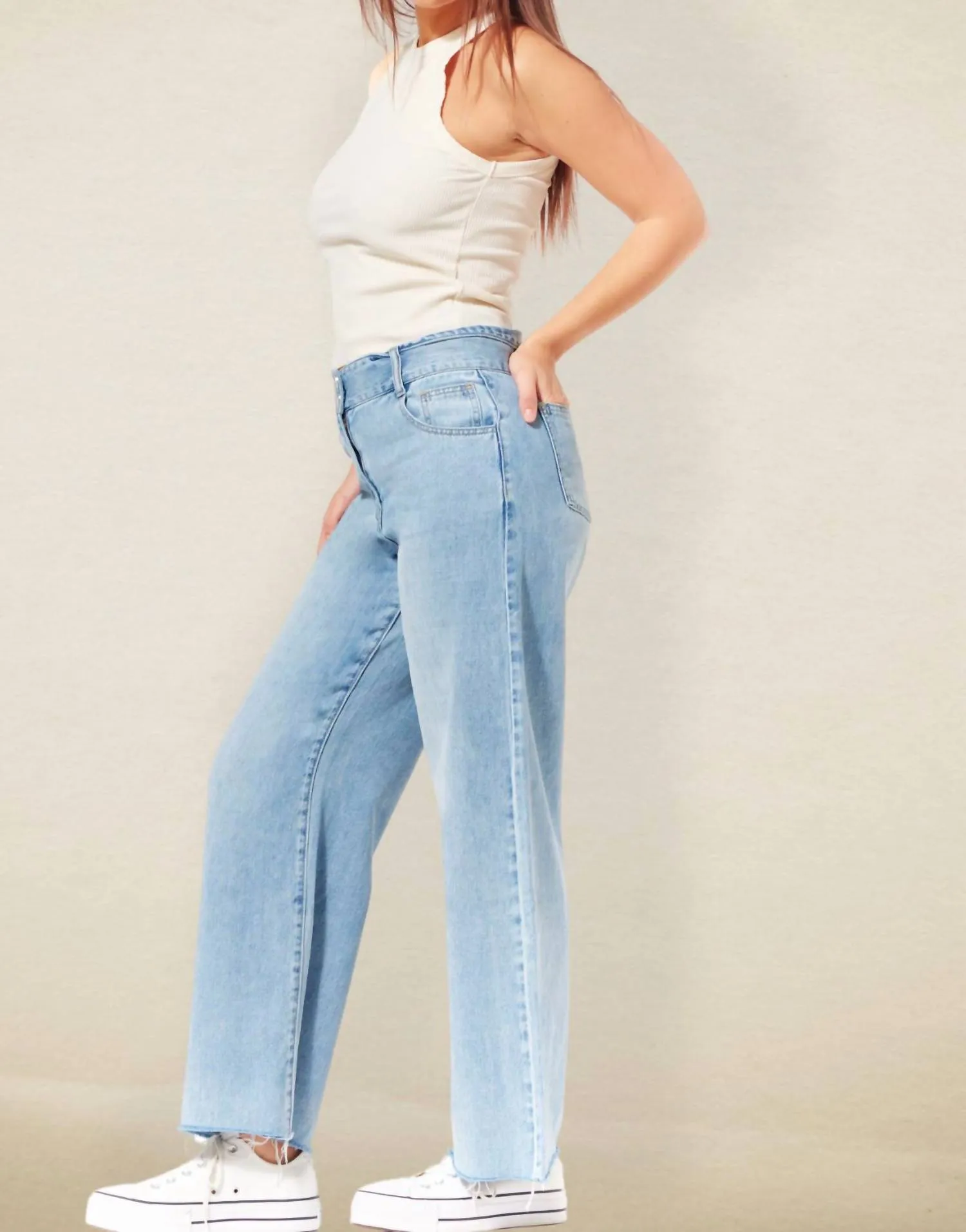 1822 Denim - Bleach Please Folded Waistband Jeans