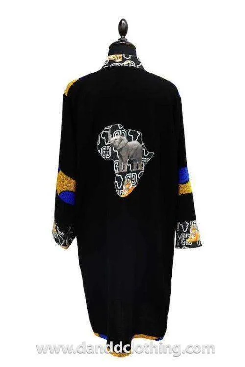 Black Kimono with D&D Print Trim