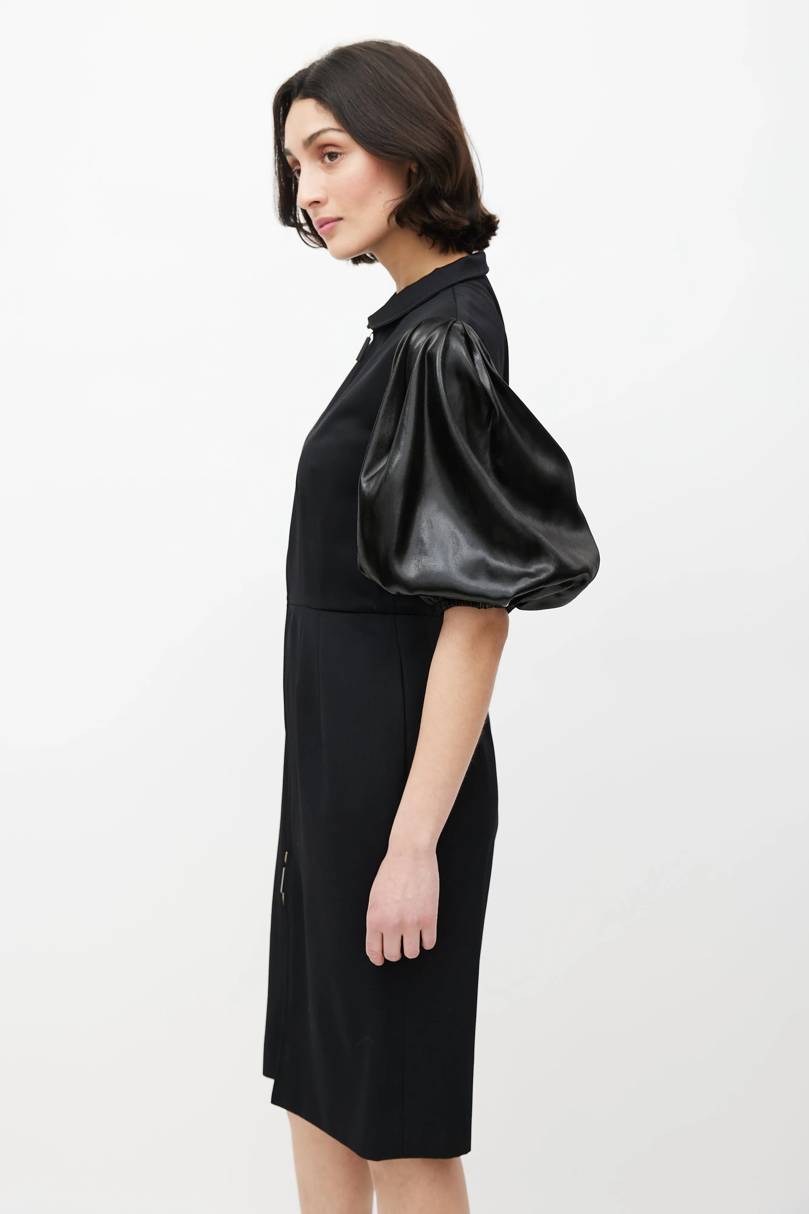 Black Puffed Sleeve Dress