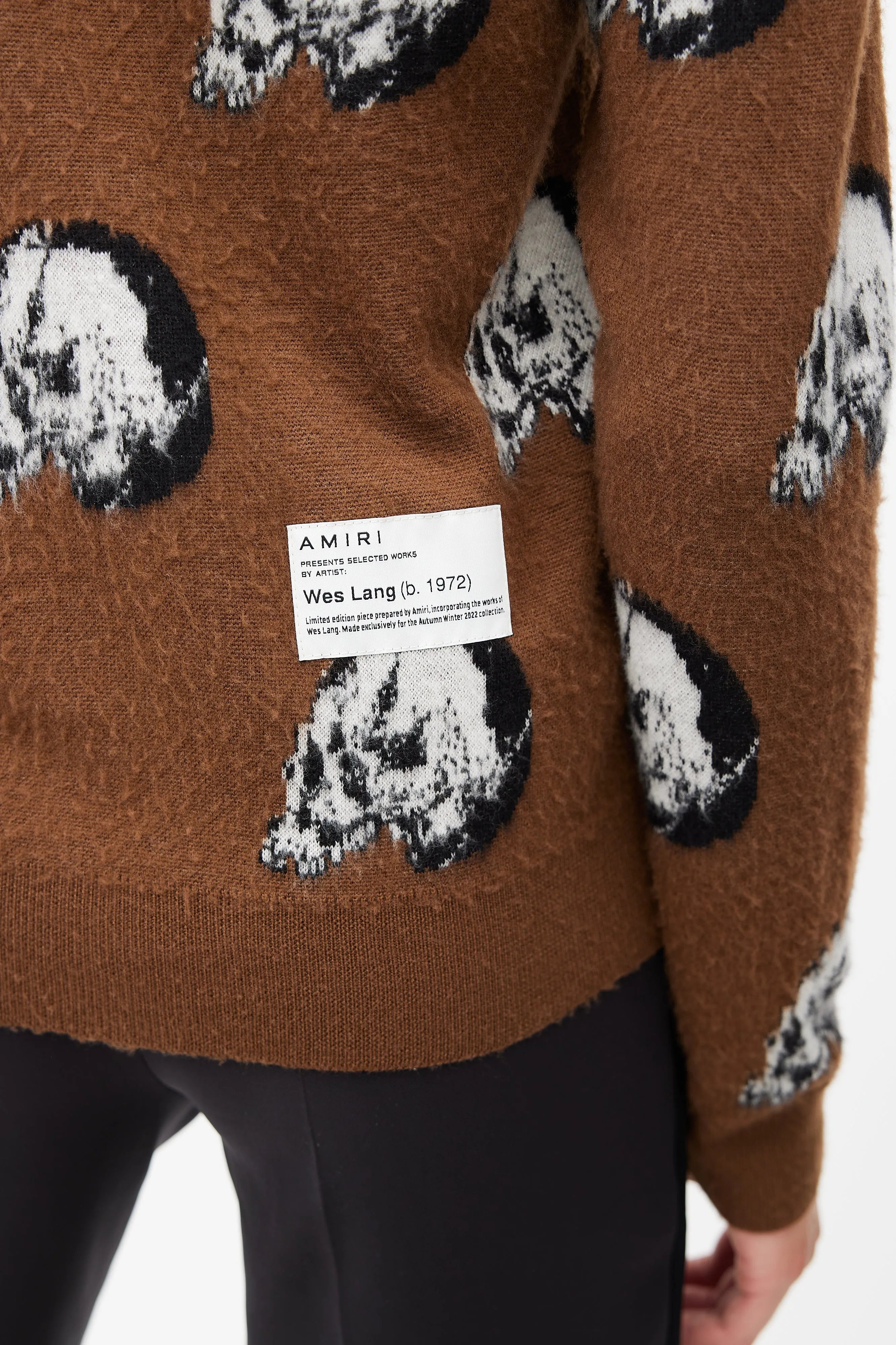 Brown & Multicolour Skull Wool Cardigan