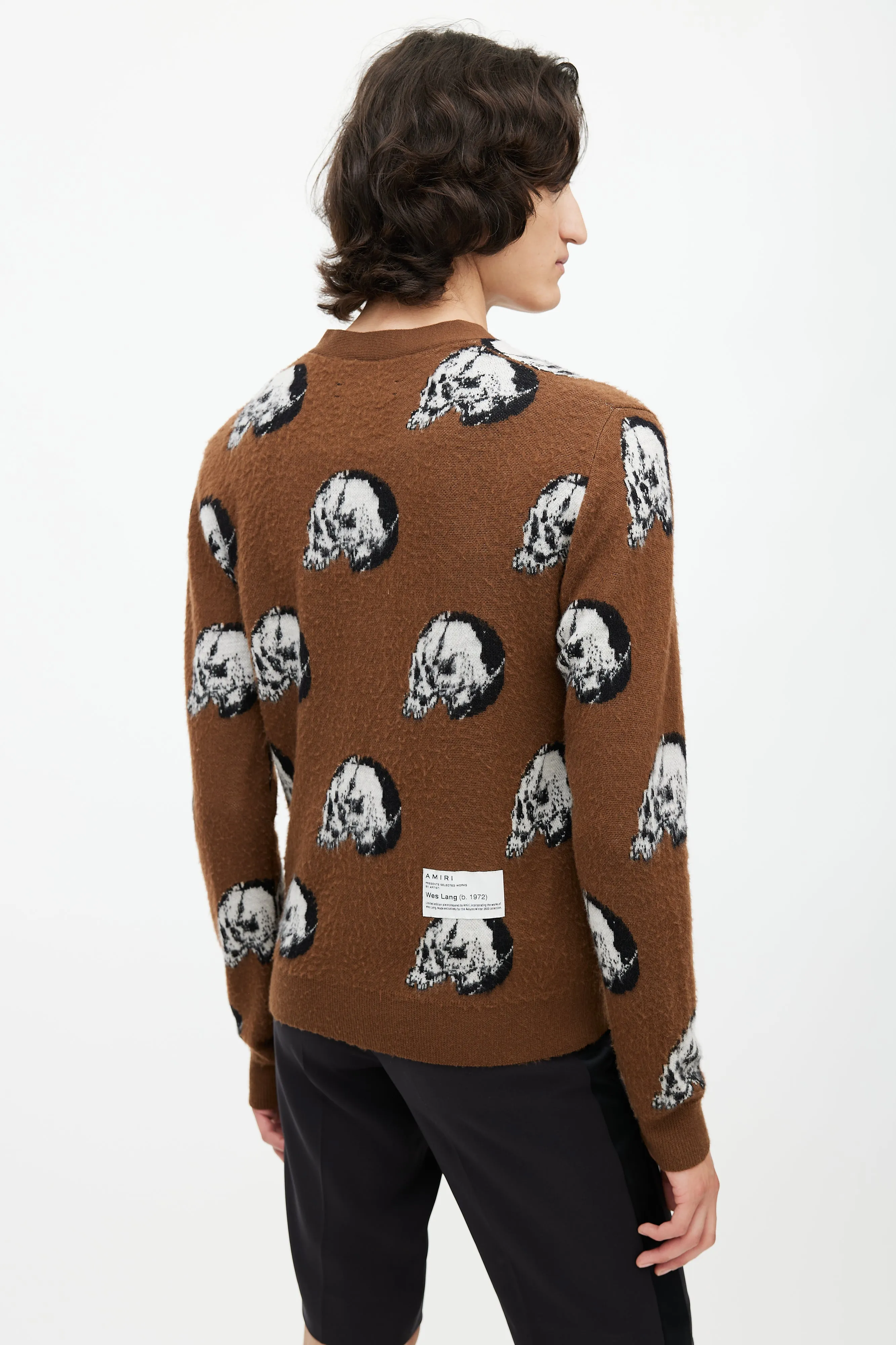 Brown & Multicolour Skull Wool Cardigan