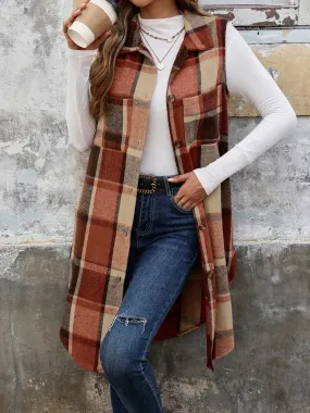 Button Up Plaid Vest