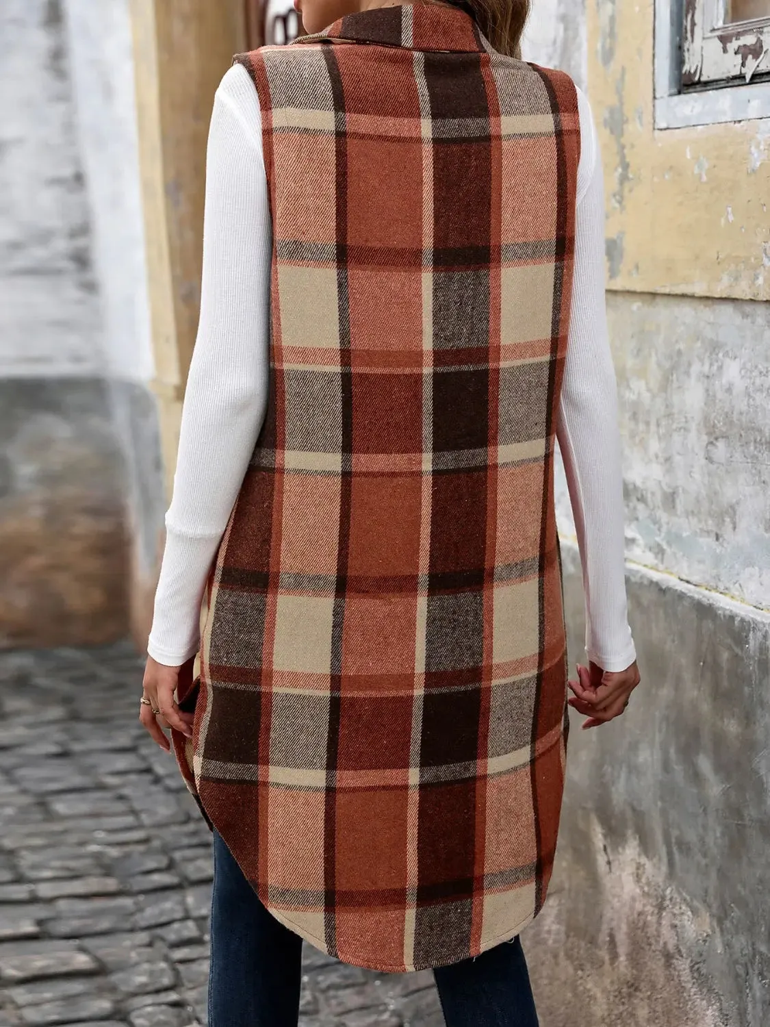 Button Up Plaid Vest