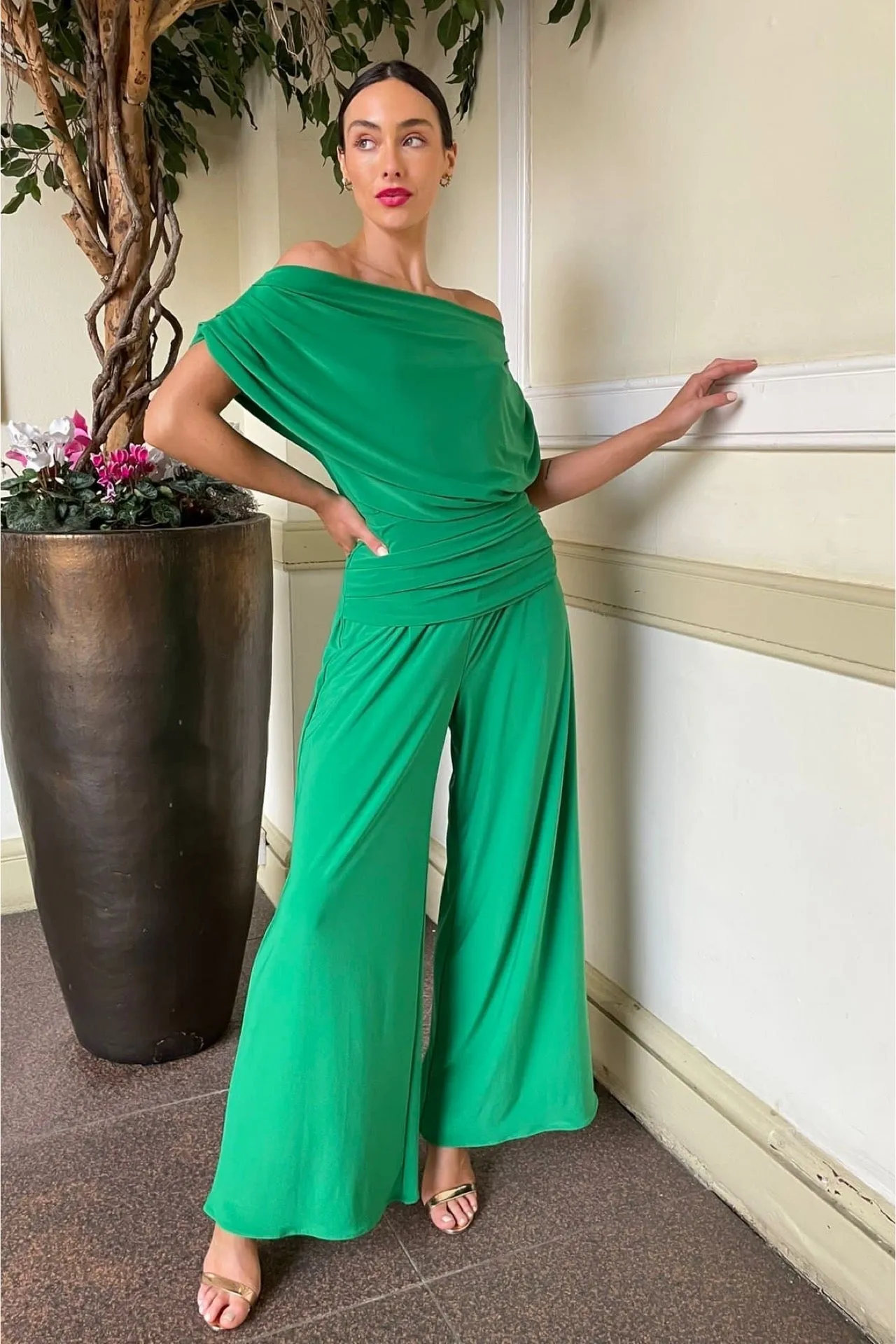 Carbon jumpsuit in emerald green