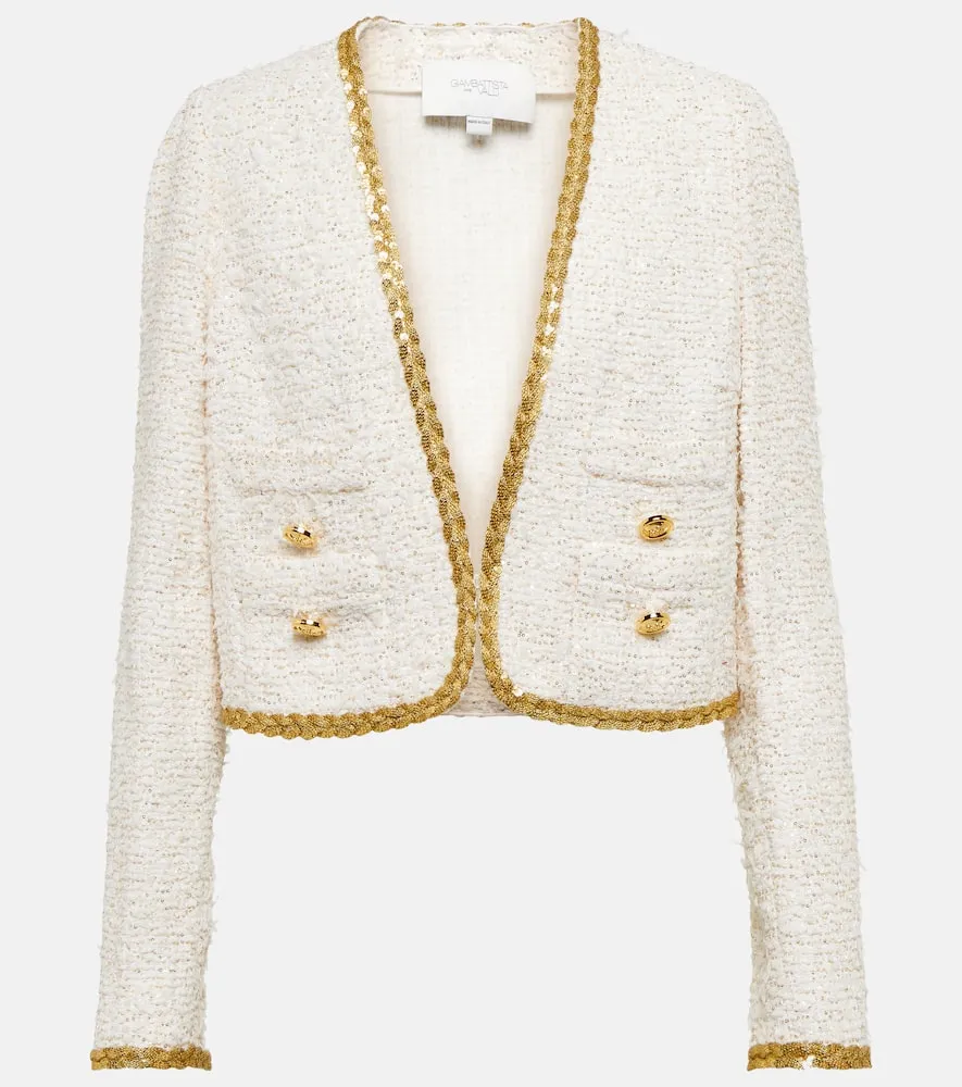 Giambattista Valli Embellished boucl√É¬© cropped jacket