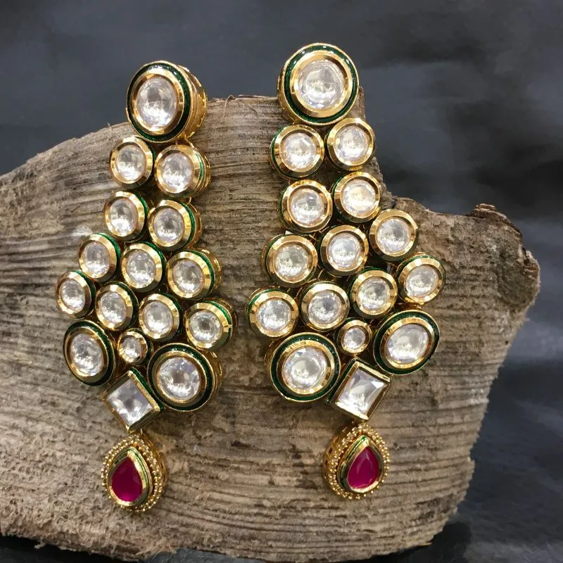 Heavy Ruby Kundan Necklace Set with Danglers