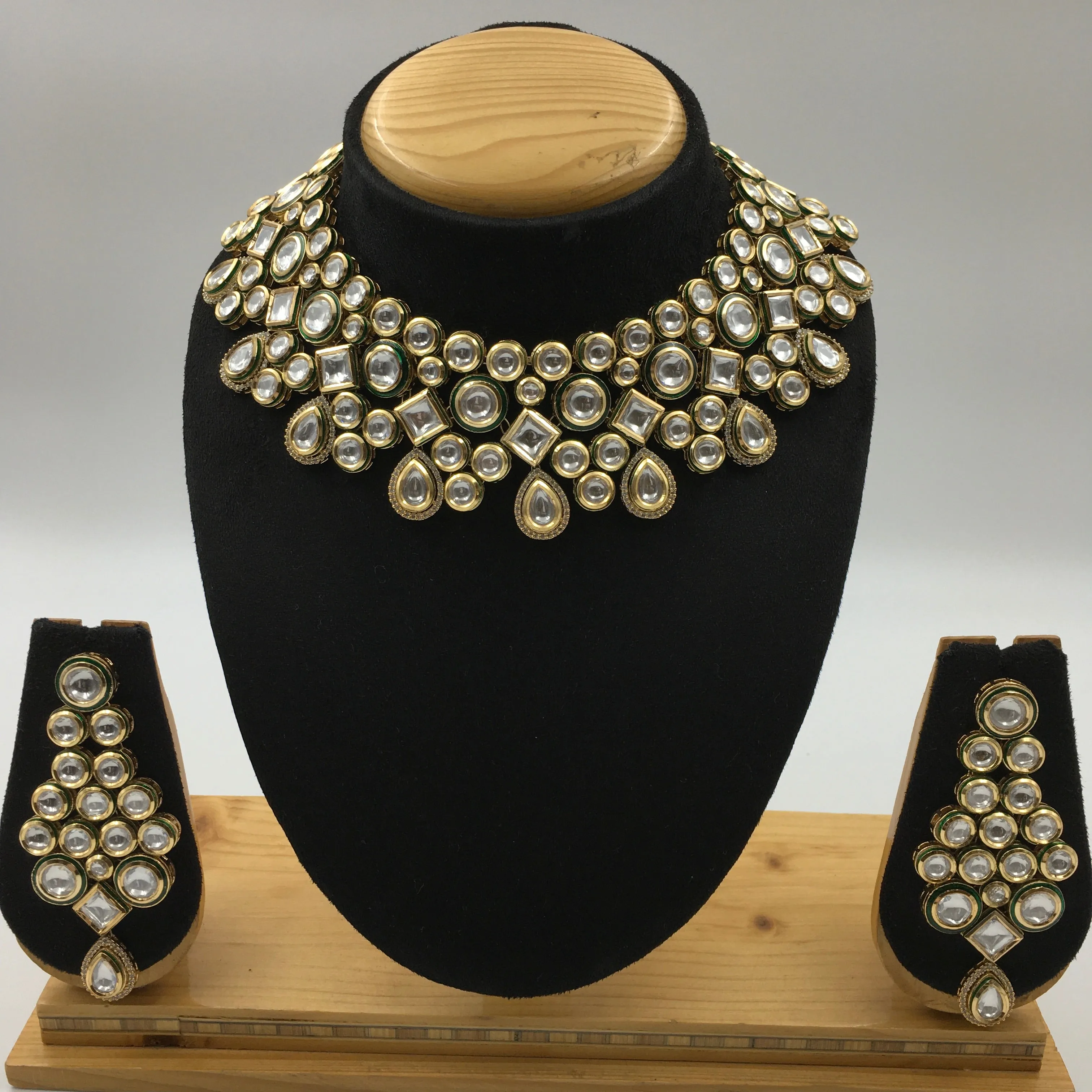 Heavy Ruby Kundan Necklace Set with Danglers