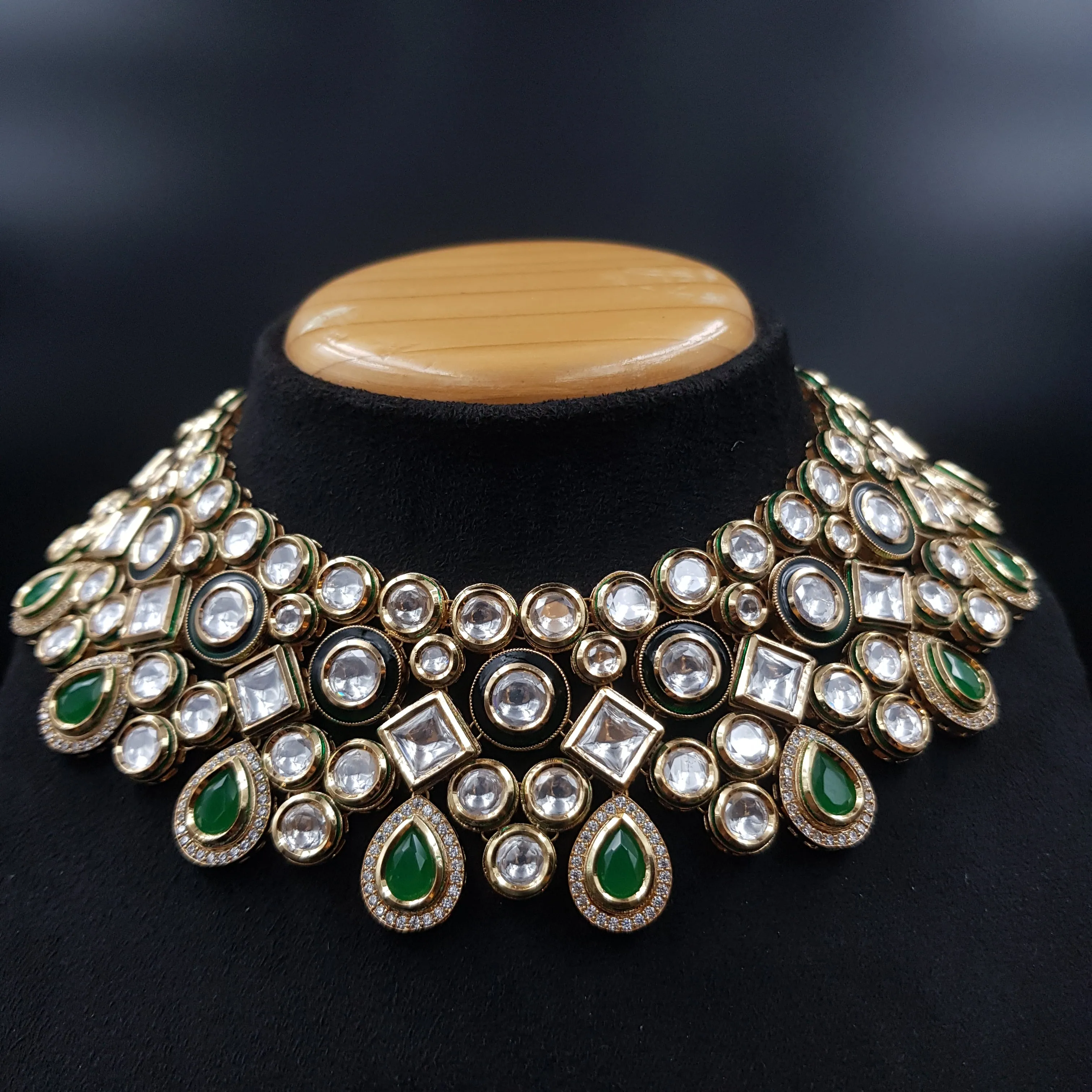 Heavy Ruby Kundan Necklace Set with Danglers