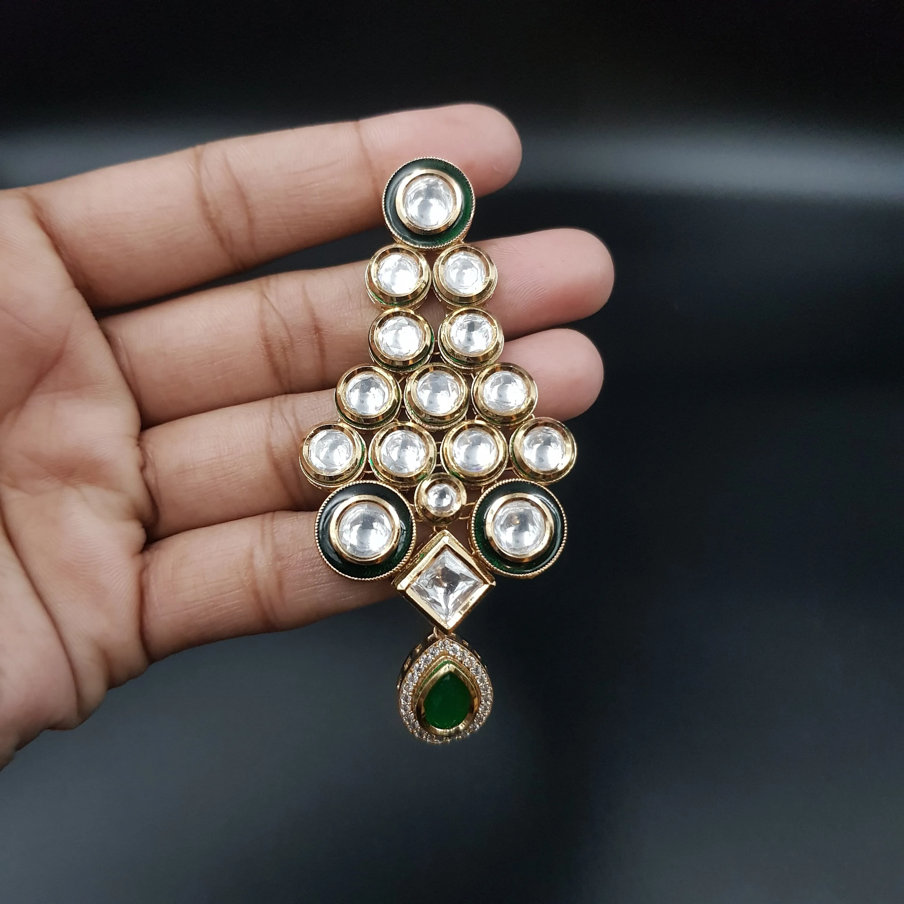 Heavy Ruby Kundan Necklace Set with Danglers