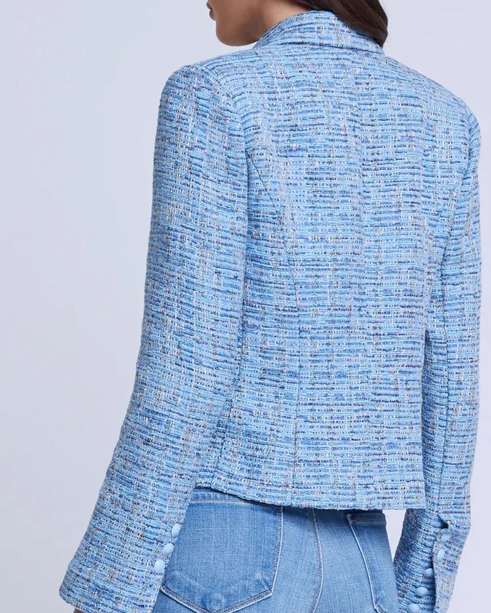Multi Tweed Brooke Blazer with Fringe
