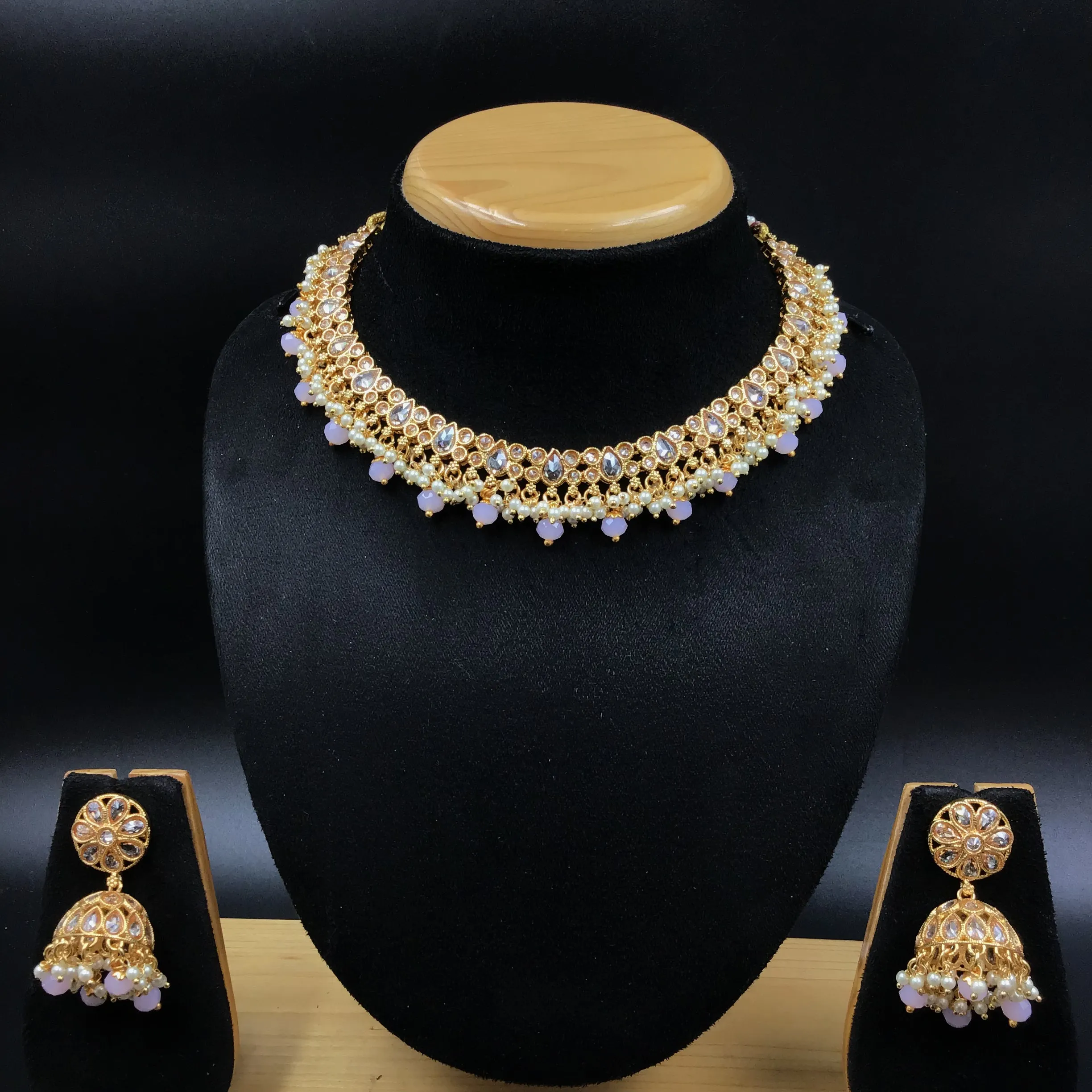 Round Neck Gold Look Necklace Set 4621-33