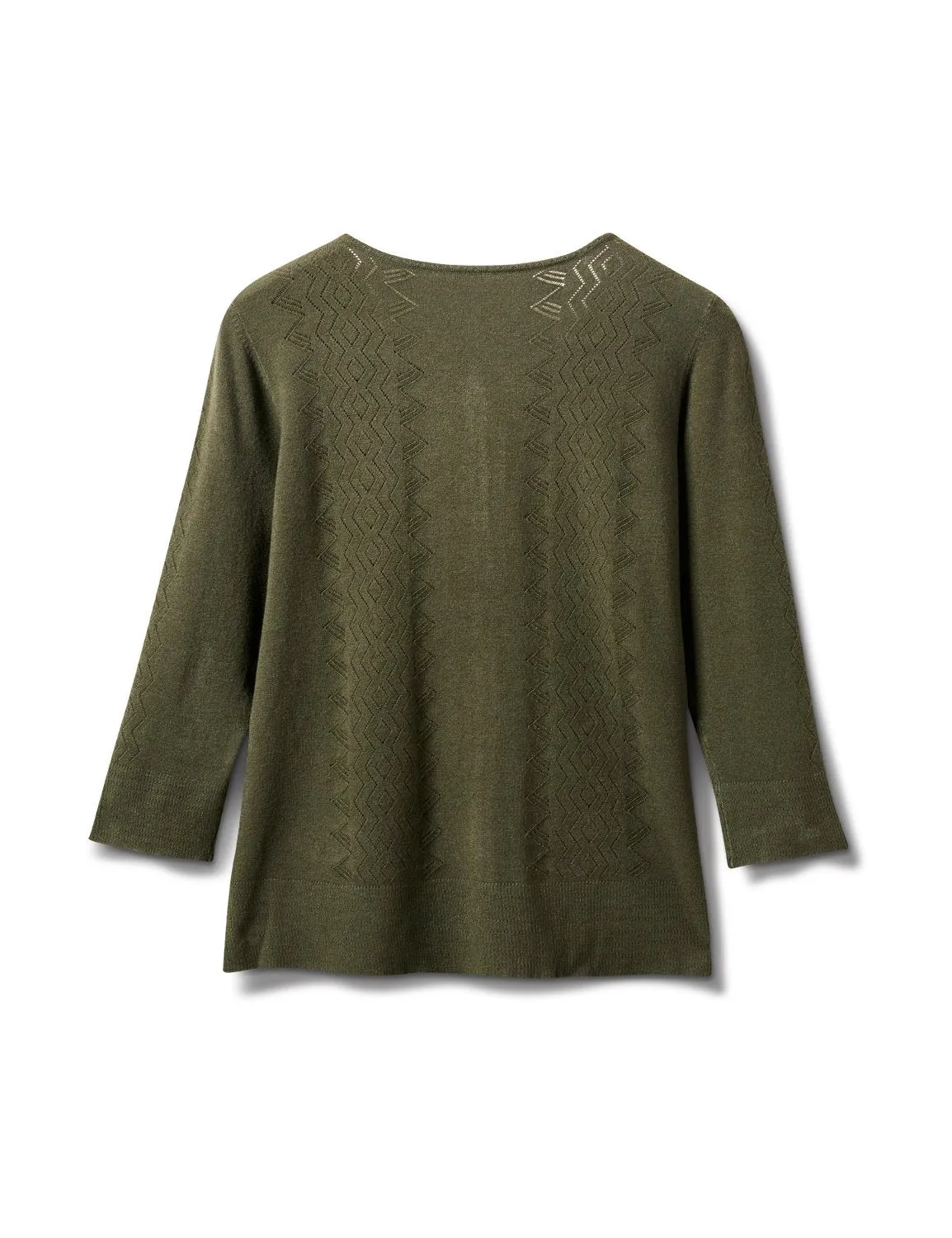 Roz & Ali Pointelle Button-Up Cardigan