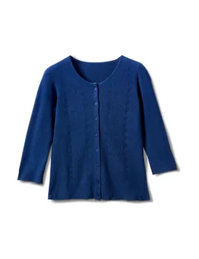 Roz & Ali Pointelle Button-Up Cardigan