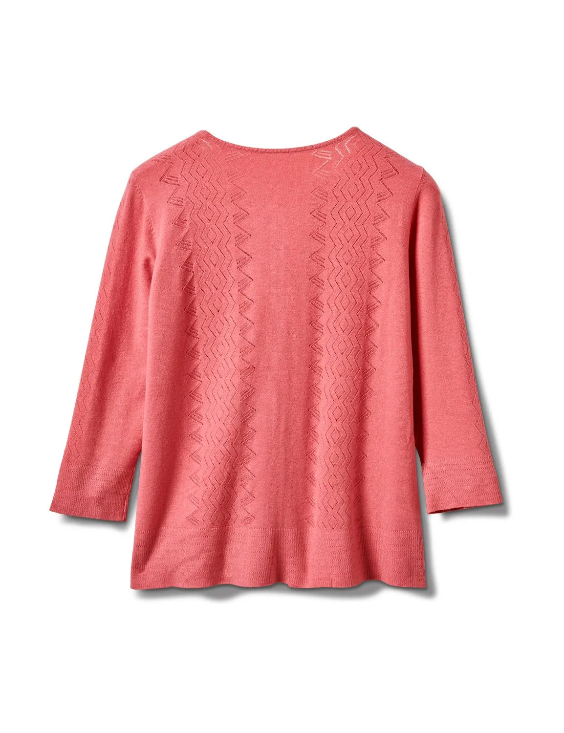 Roz & Ali Pointelle Button-Up Cardigan