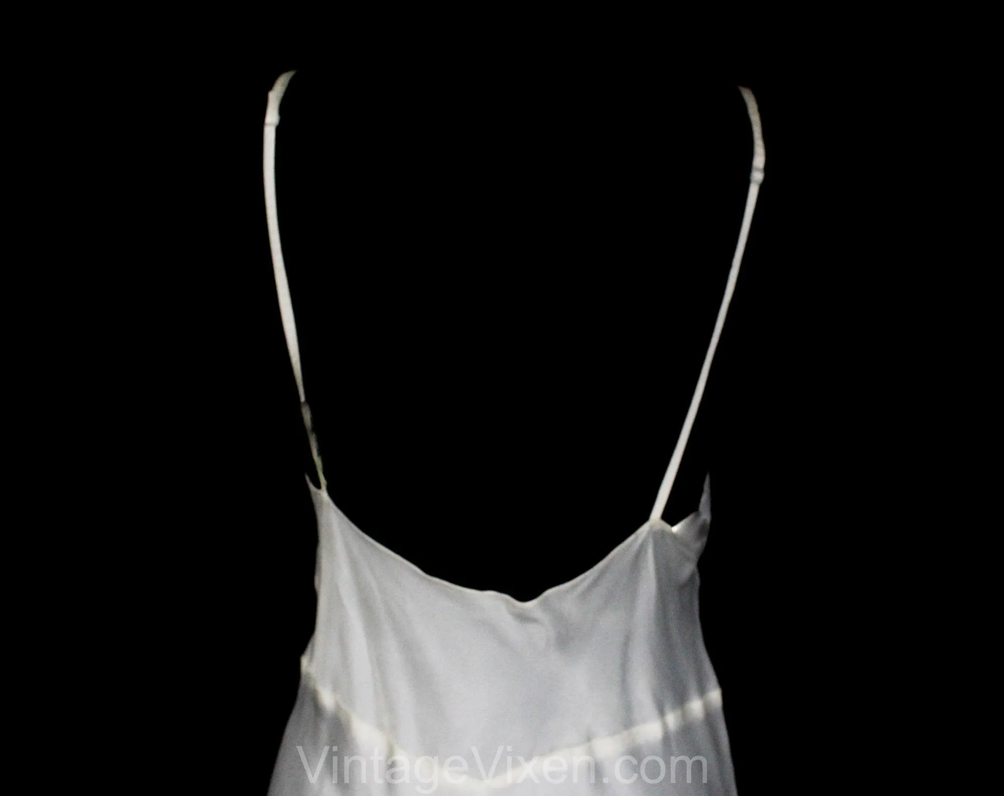 Size 4 White 1930s Full Slip - Seductive Bias Cut Satin - Authentic 30s Small Pin Up Girl Lingerie - Sexy 30's Long Negligee - Bust 32 33