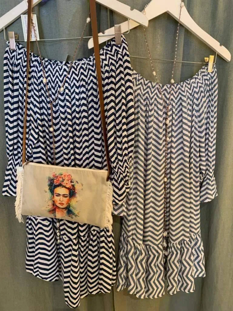 TOP/ DRESS ZIG ZAG in Grey and Navy