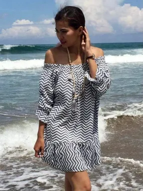 TOP/ DRESS ZIG ZAG in Grey and Navy