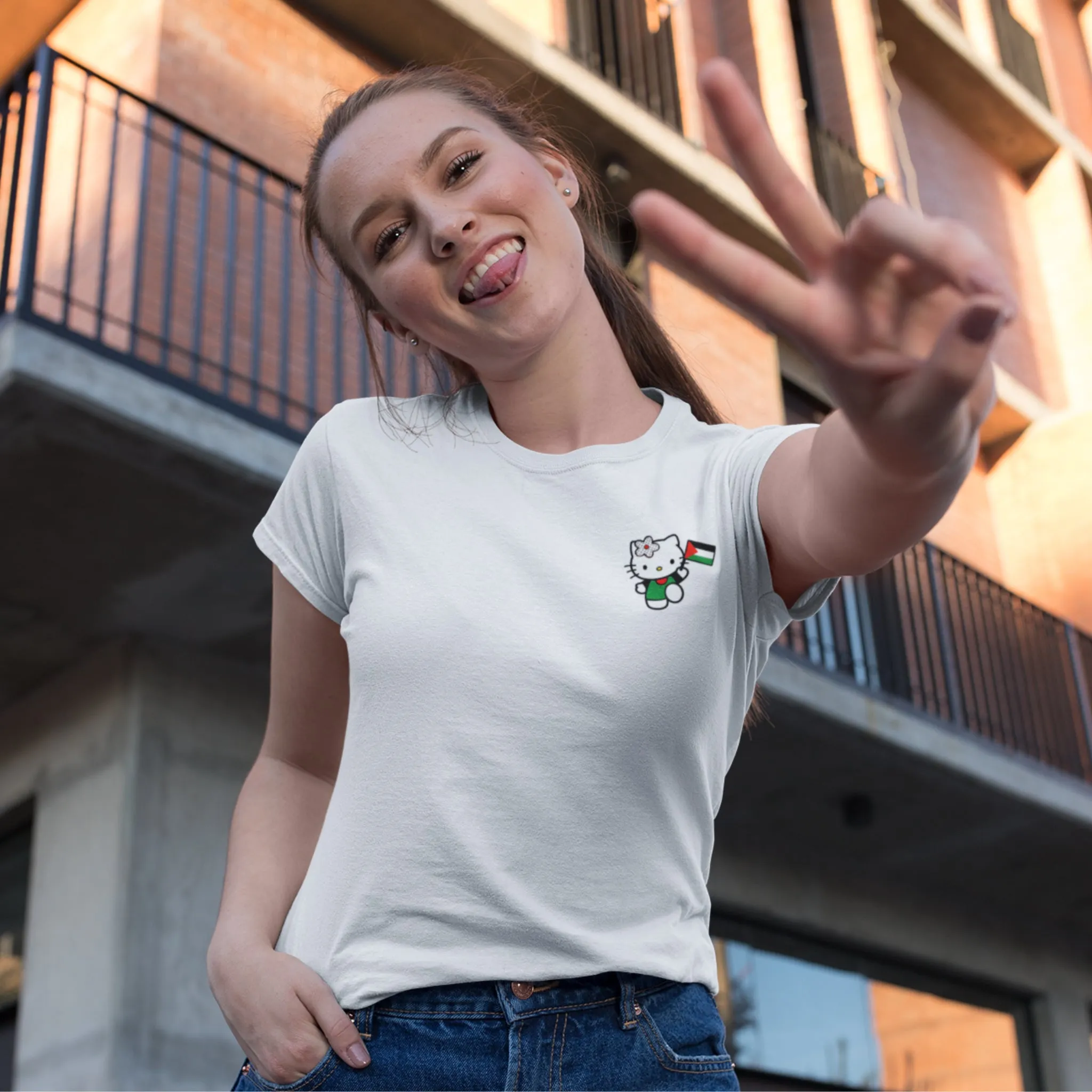 Women's Semi-Fitted Hello Kitty Palestine Tee